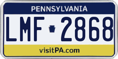 PA license plate LMF2868