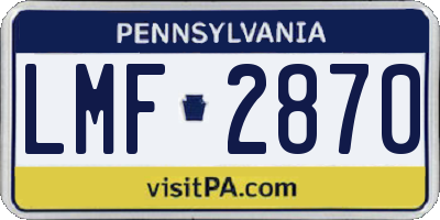 PA license plate LMF2870