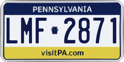 PA license plate LMF2871