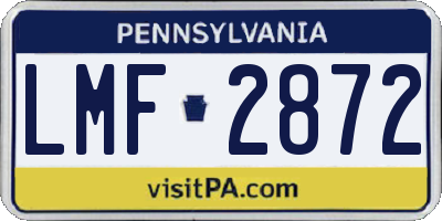 PA license plate LMF2872