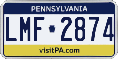 PA license plate LMF2874