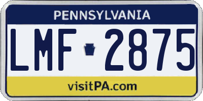 PA license plate LMF2875