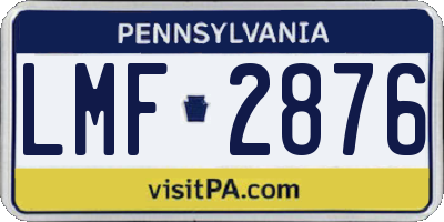 PA license plate LMF2876
