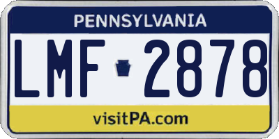 PA license plate LMF2878
