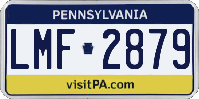 PA license plate LMF2879