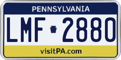 PA license plate LMF2880