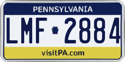 PA license plate LMF2884