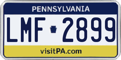 PA license plate LMF2899