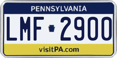 PA license plate LMF2900