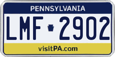 PA license plate LMF2902