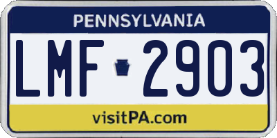 PA license plate LMF2903