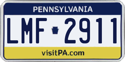 PA license plate LMF2911