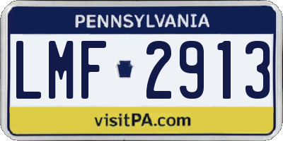 PA license plate LMF2913