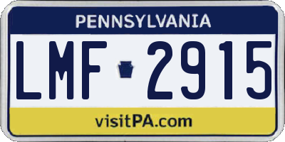 PA license plate LMF2915
