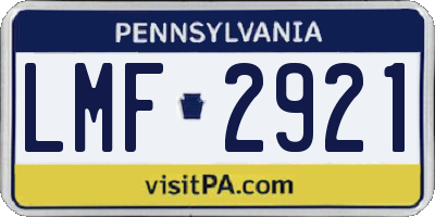 PA license plate LMF2921