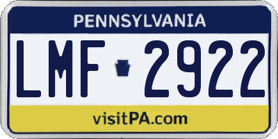 PA license plate LMF2922