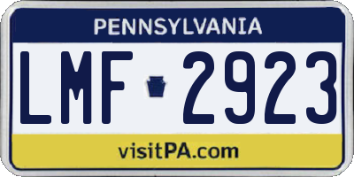 PA license plate LMF2923