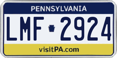 PA license plate LMF2924