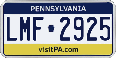 PA license plate LMF2925