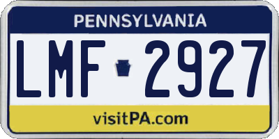 PA license plate LMF2927