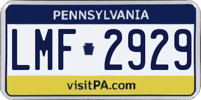 PA license plate LMF2929