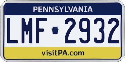 PA license plate LMF2932