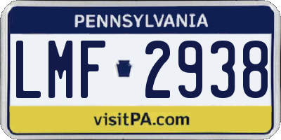PA license plate LMF2938