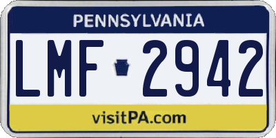 PA license plate LMF2942