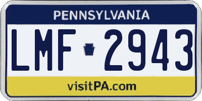PA license plate LMF2943