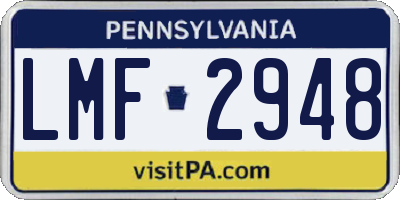 PA license plate LMF2948