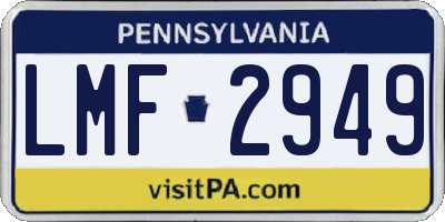 PA license plate LMF2949