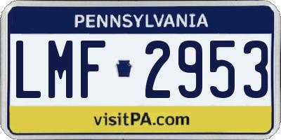 PA license plate LMF2953