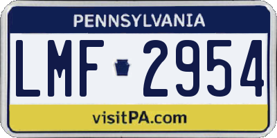 PA license plate LMF2954