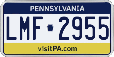 PA license plate LMF2955