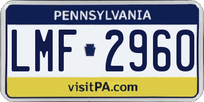 PA license plate LMF2960