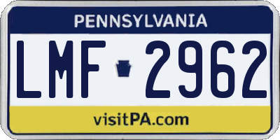 PA license plate LMF2962