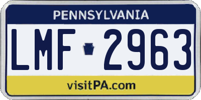 PA license plate LMF2963