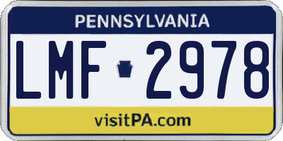 PA license plate LMF2978