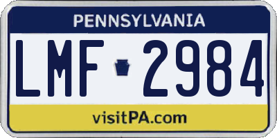 PA license plate LMF2984