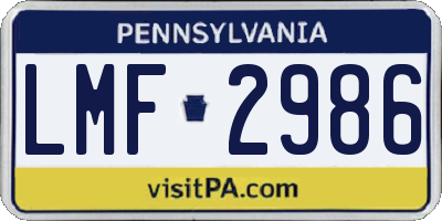 PA license plate LMF2986