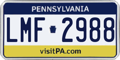 PA license plate LMF2988