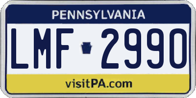 PA license plate LMF2990
