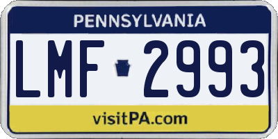 PA license plate LMF2993