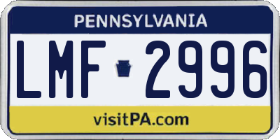 PA license plate LMF2996