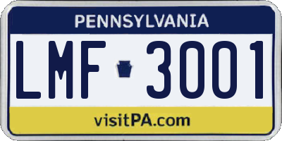 PA license plate LMF3001