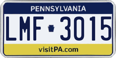 PA license plate LMF3015