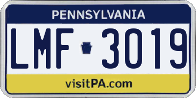 PA license plate LMF3019