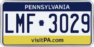 PA license plate LMF3029