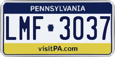 PA license plate LMF3037