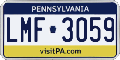 PA license plate LMF3059